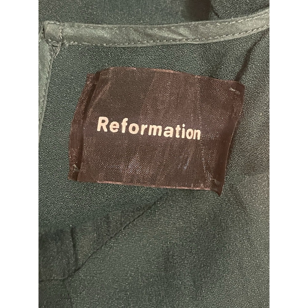 Reformation Gavin in Dark Green Cutout Back Side Slit Crepe Midi Dress  Size 0 - Picture 7 of 13